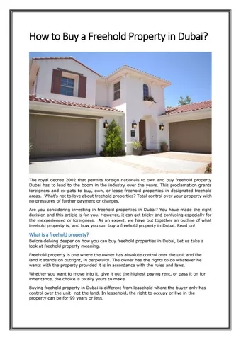 freehold vs leasehold properties in dubai